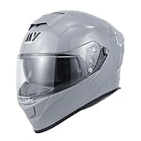 MY Motorrad Integralhelm Vollvisierhelm Mopedhelm mit Sonnenblende für Damen Herren,ECE 22.06...