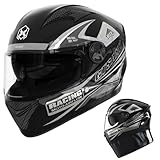 Motorradhelm Integralhelm Für Erwachsene Klapphelm Motorrad Herren, Vollgesichts Doppelvisier...