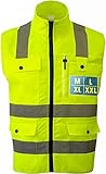 Prowiste Sicherheitsweste mit Reißverschluss Warnweste XXL | Hohe Sichtbarkeit | Große Taschen |...