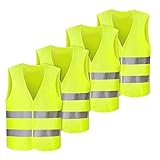 Nakeey Warnwesten Auto 4 STK, Warnweste Pannenweste Warnwesten Gelb Sicherheitsweste Reflektorweste...
