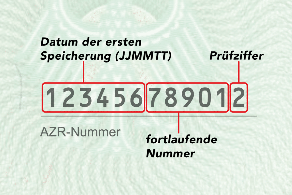 Die AZR-Nummer setzt sich aus drei Teilen zusammen.